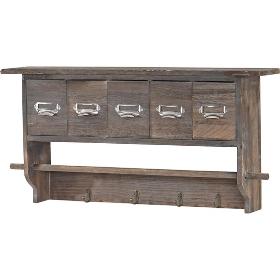 Étagère de cuisine HWC-C49, Étagère de ménage, Vintage avec 5 tiroirs 32x65x13cm ~ brun
