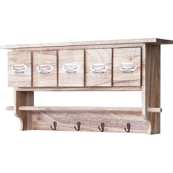 Étagère de cuisine HWC-C49, Étagère de ménage, Vintage avec 5 tiroirs 32x65x13cm ~ naturel