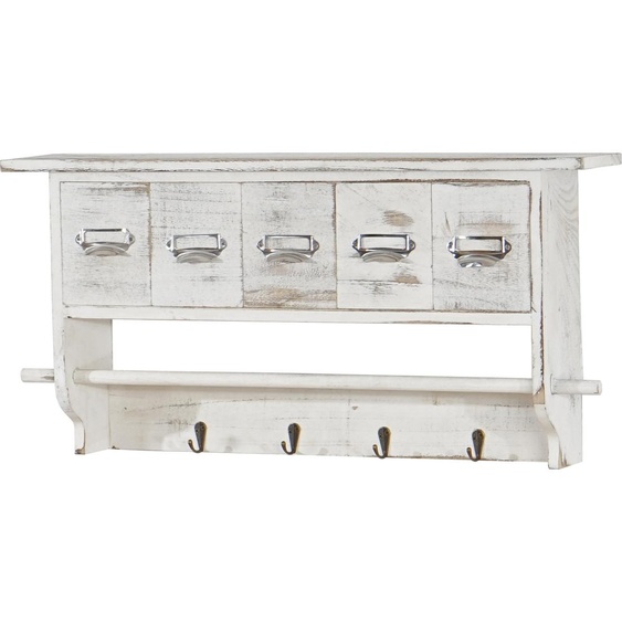 Étagère de cuisine HWC-C49, Étagère de ménage, Vintage avec 5 tiroirs 32x65x13cm ~ Shabby Look, blanc