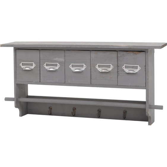Étagère de cuisine HWC-C49, Étagère de ménage, Vintage avec 5 tiroirs 32x65x13cm ~ Shabby Look, gris