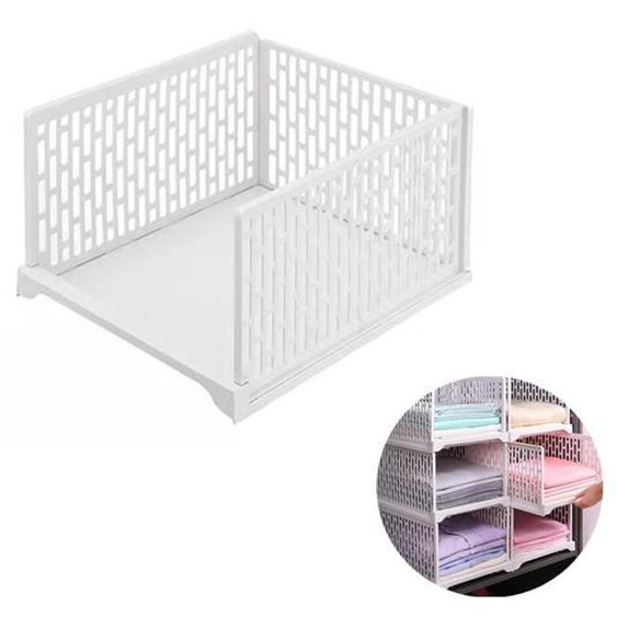 Étagère De Rangement, Commode Empilable 2 Pièces, Armoire, Étagère De Rangement,  Étagère En Plastique (Blanc)