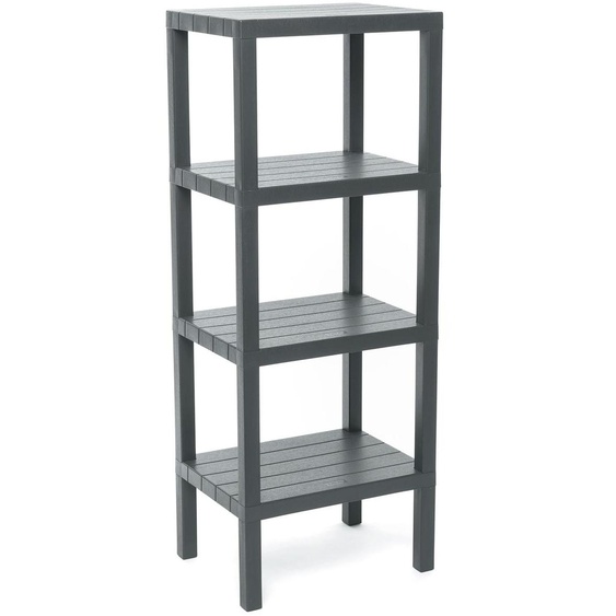 Étagère de rangement en plastique, 4 niveaux, 38x29x100 cm, couleur grise