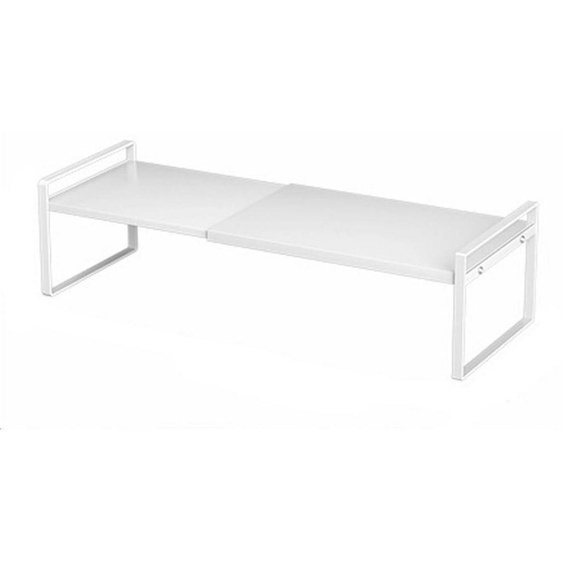 Étagère de rangement extensible, en métal, de couleur blanche, dimensions 35-65 x 27 x 17 cm