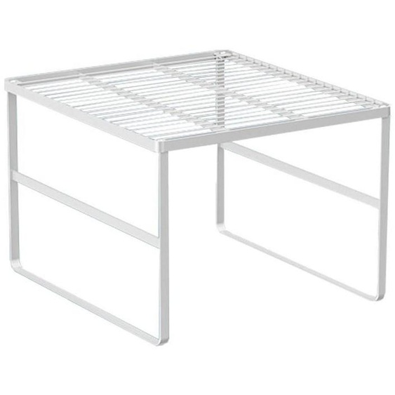 Étagère de rangement pour armoire de cuisine, empilable, en fil de fer, pour épices, organisateur robuste, gain de place, blanche, dimensions : 39 x 44 x 30,5 cm