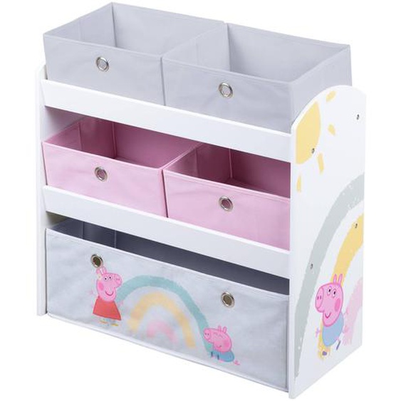 Étagère De Rangement Pour Les Jouets Avec 5 Boites En Toile Rose - Gris / Peppa Pig