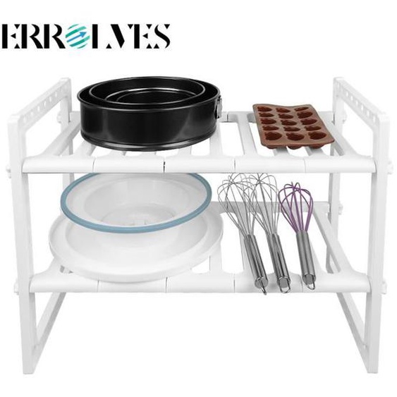 Étagère de rangement sous lévier ERROLVES® - Extensible - Blanc - 38-70*26*38cm