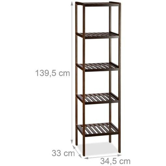 etagere de salle de bain bambou 5 etages brun
