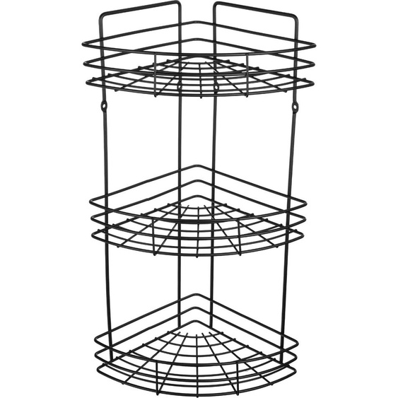 Étagère de salle de bain - Étagère métallique murale - 3 tablettes - Style loft industriel - Pour douche et salle de bain - Noir