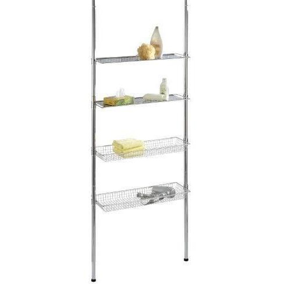 Etagère de salle de bain - WENKO - Bolsena - 2 corbeilles en fil - 2 tablettes métalliques perforées