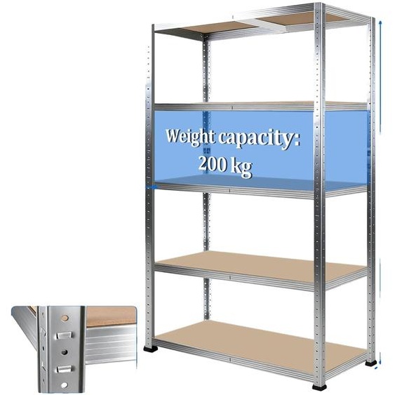 Étagère de stockage, conception pour charges lourdes, étagères réglables, 1,8 m, blanche, 90 x 40 cm