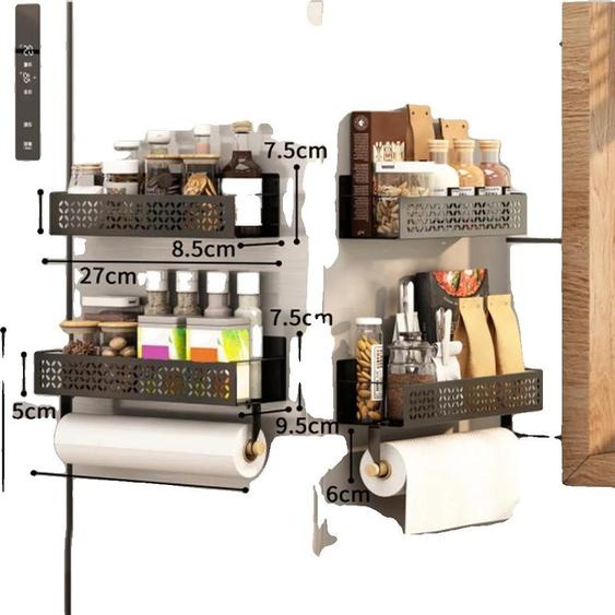 Étagère de stockage magnétique, métal, trois couches, capacité de charge jusquà 13 lbs, noir