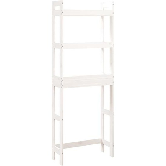 Étagère de toilette Blanc 63x26x171 cm Pin massif