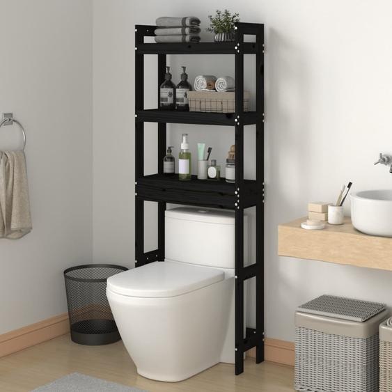 Étagère de toilette Noir 63x26x171 cm Bois de pin massif