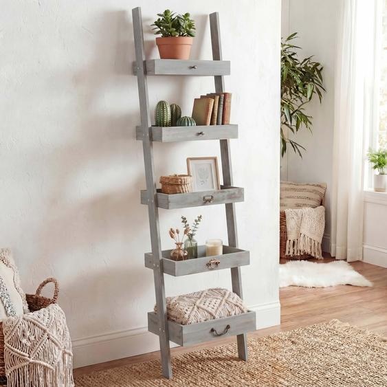Étagère Étagère sur pied Étagère à plantes Porte-fleurs, 169x43x32cm, look shabby, vintage ~ gris