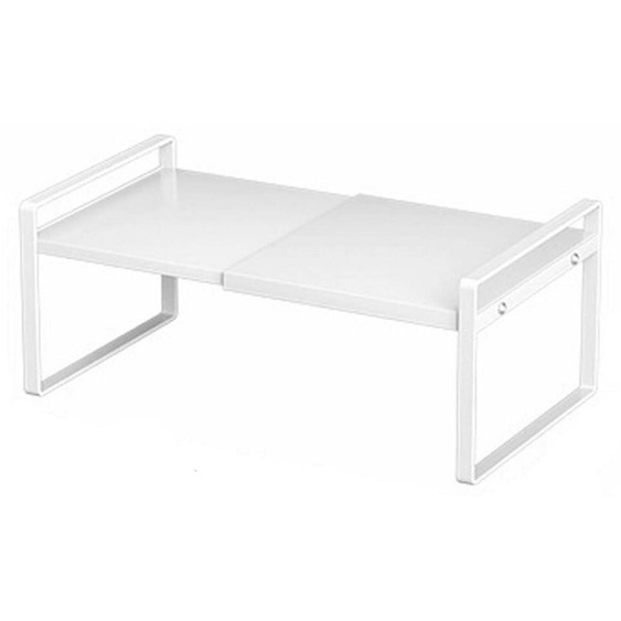 Étagère extensible pour armoire, en métal, de couleur blanche, dimensions 25-45 x 27 x 17 cm