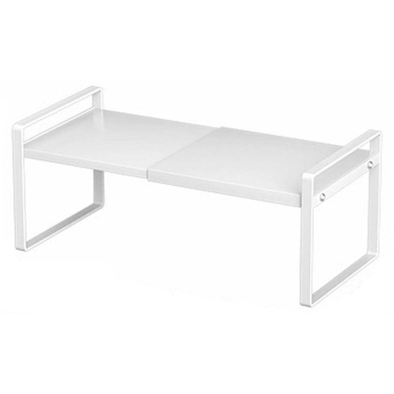 Étagère extensible pour armoire, organisateur en métal, blanc, dimensions 25-45 x 22 x 17 cm