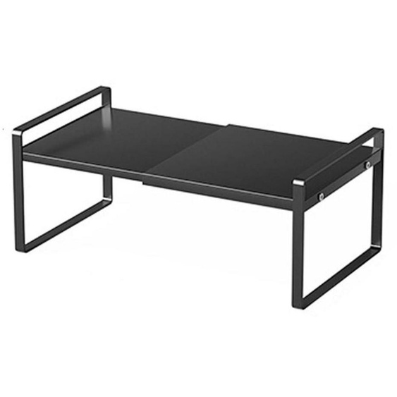 Étagère extensible pour armoire, organisateur en métal, noir, dimensions 25-45 x 27 x 17 cm