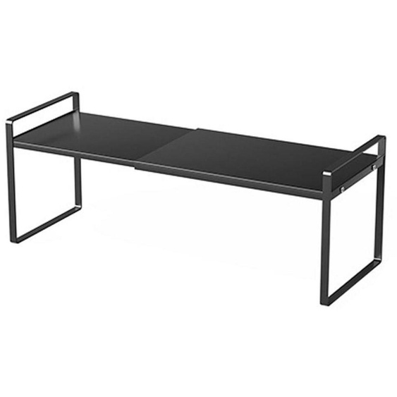 Étagère extensible pour armoire, organisateur en métal, noir, dimensions 35-65 x 27 x 25 cm