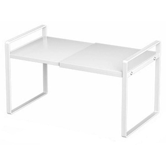 Étagère extensible pour armoire, organisateur réglable et empilable, en métal, de couleur blanche, dimensions : 25-45 x 27 x 25 cm