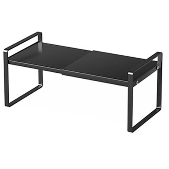 Étagère extensible pour armoire, organisateur réglable et empilable, en métal, noir, dimensions : 25-45 x 22 x 17 cm