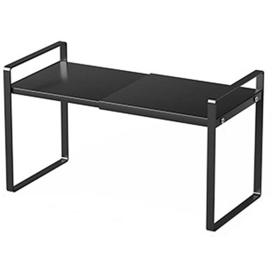 Étagère extensible pour armoire, organisateur réglable et empilable, en métal, noir, dimensions 25-45 x 22 x 25 cm