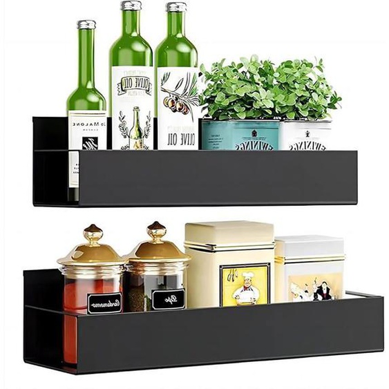 Étagère magnétique pour réfrigérateur, 2 étagères magnétiques en métal, support à épices magnétique pour cuisine, gain de place