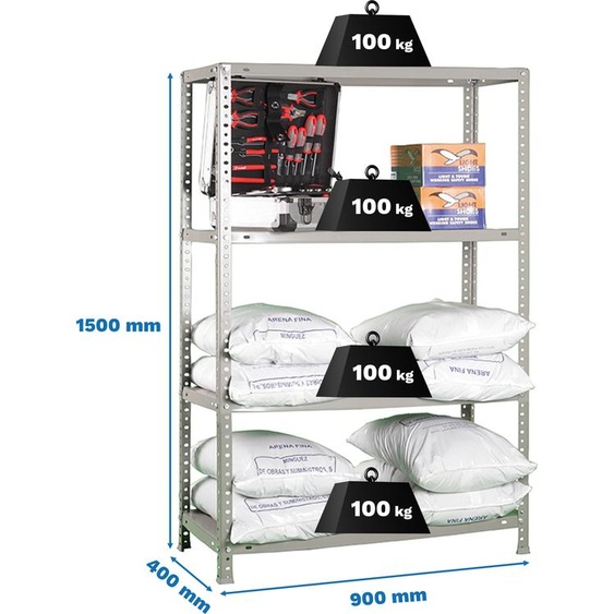 Étagère métallique COMFORT 4/400 CINZA