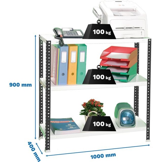 Étagère métallique COMFORT PLUS 3/400 900 ANTRACITE/BRANCO