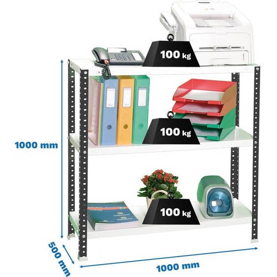 Étagère métallique COMFORT PLUS 3/500 1000 ANTRACITE/BRANCO