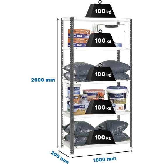 Étagère métallique COMFORT PLUS 5/300 ANTRACITE/BRANCO