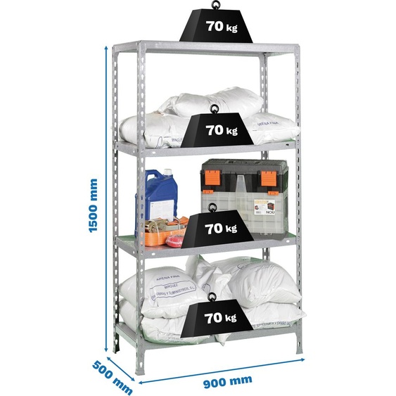 Étagère métallique ECOCLICK 4/500 GALVANISÉE