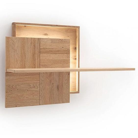 Etagère Mural VALERIA 2 panneaux 120 cm poutre chêne Bianco
