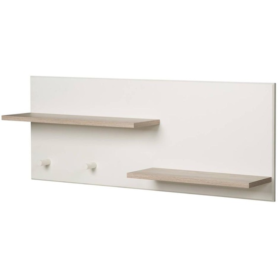 Étagère Murale 2 Tablettes Et 2 Patères Felicia Blanc Cassé / Décor Bois Luna