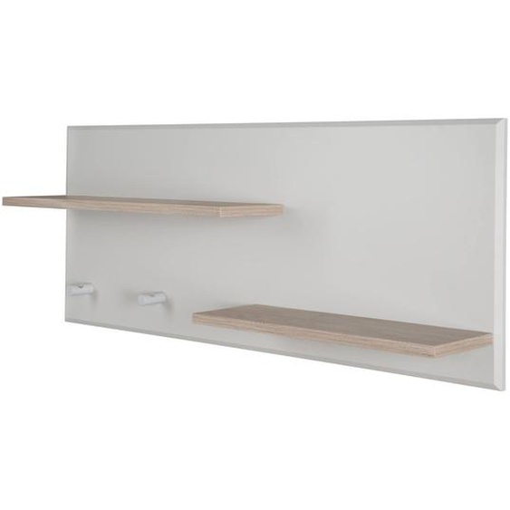 Étagère Murale 2 Tablettes Et 2 Patères Gris Clair / Décor Bois Luna E