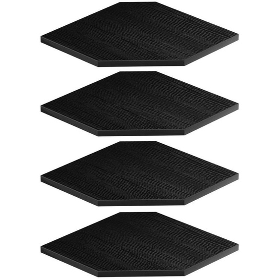 Étagère murale, 4 niveaux, bois, noire, profondeur 30 cm, avec perforations métalliques