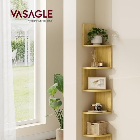 Étagère murale à 5 niveaux pour livres, chêne naturel