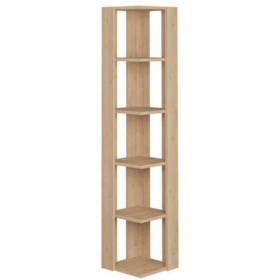 Etagère murale, bibliothèque dangle avec 5 tablettes coloris chêne cambrian - longueur 34 x profondeur 34 x hauteur 161 cm