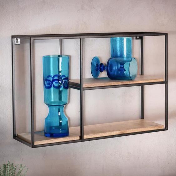 Étagère Murale Bois Massif Métal 60x40x18 cm - WOHNLING - Étagère Suspendue Flottante