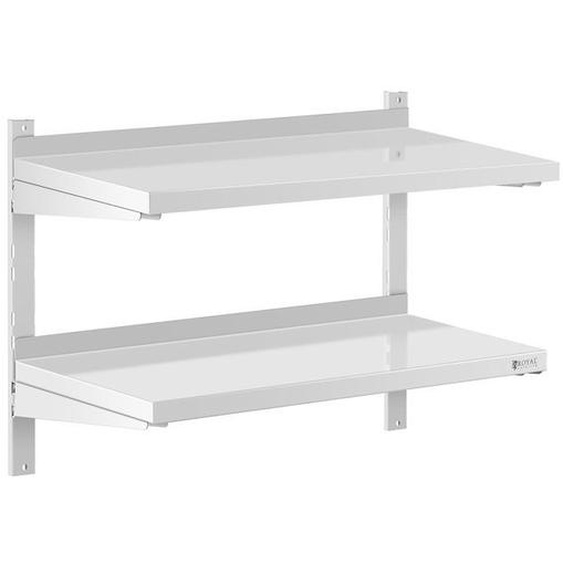 Étagère Murale Cuisine - ROYAL CATERING - RCWR-800.4 - Inox - 2 Tablettes - 80x40cm