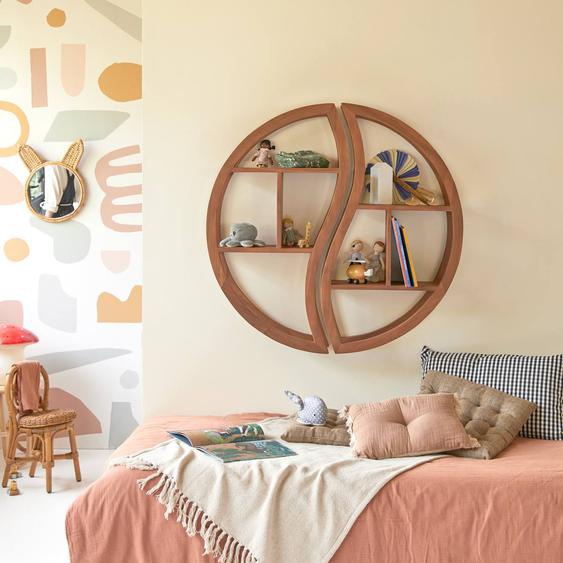 Etagère Murale Enfant En Bois De Teck 100 Ying Yang Naturel