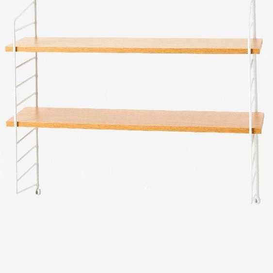 Etagère murale filaire en métal,  étagère effet bois blanc