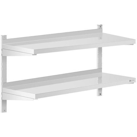 Étagère Murale - ROYAL CATERING - RCWR-1000.4 - Acier Inoxydable - 2 Tablettes - 100x40cm