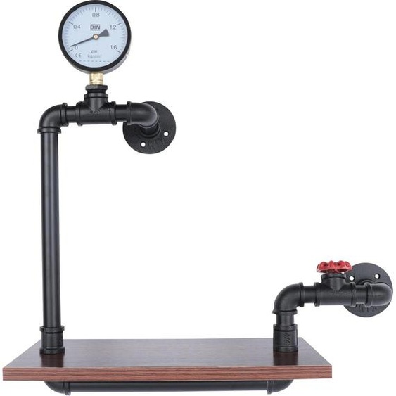 Étagère murale industrielle - Étagère en métal et bois - Dimensions : 40 x 20 x 57 cm - Capacité de charge : 25 kg - Résistante à leau, idéale pour la cuisine, la salle de bain ou le salon - Couleur : noir