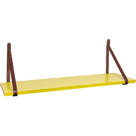 Étagère murale KOTARBAU, citronnelle, étagère suspendue avec sangles en cuir, 120x25x1,8 cm, couleur marron