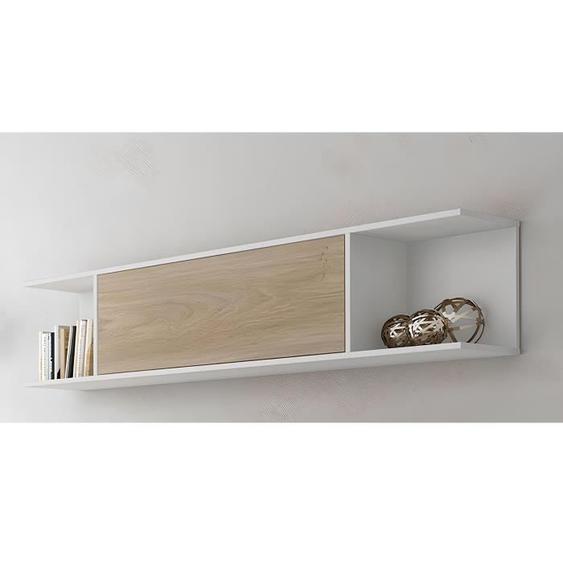 Etagère murale - PEGANE - Chêne cambrian, blanc - 160 cm - Contemporain - Aspect bois