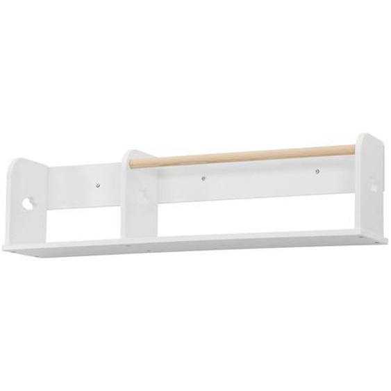 Etagère Murale Rangement Chambre Enfant 80cm Nephos Blanc