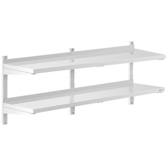 Étagère Murale - ROYAL CATERING - RCWR-1500.4 - Acier Inoxydable - 2 Tablettes - 150x40cm