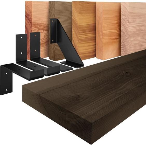 Étagère murale Vintage Noire - Blanche LAMO Manufaktur 140 cm en bois massif