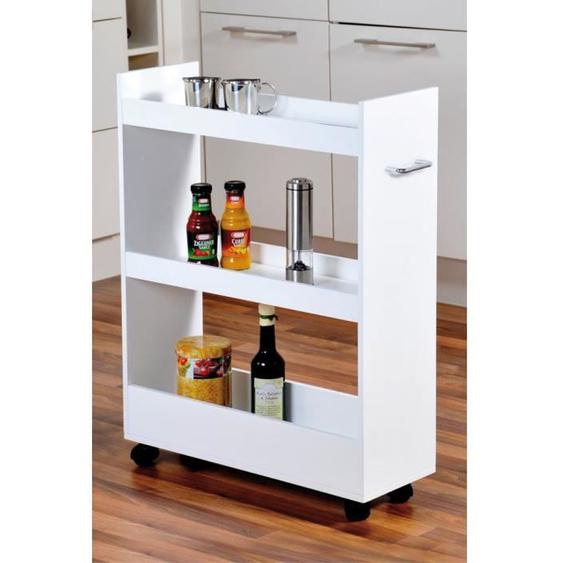 Etagère Niche - KESPER - Support blanc sur roues - 3 niveaux - Cuisine contemporaine - Facile à déplacer