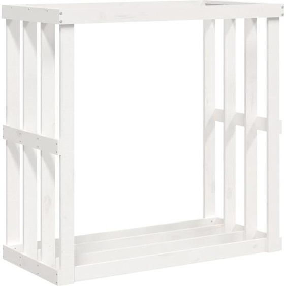 Étagère Outdoor pour bois de chauffage Blanc 108x52x106 cm Pin massif
